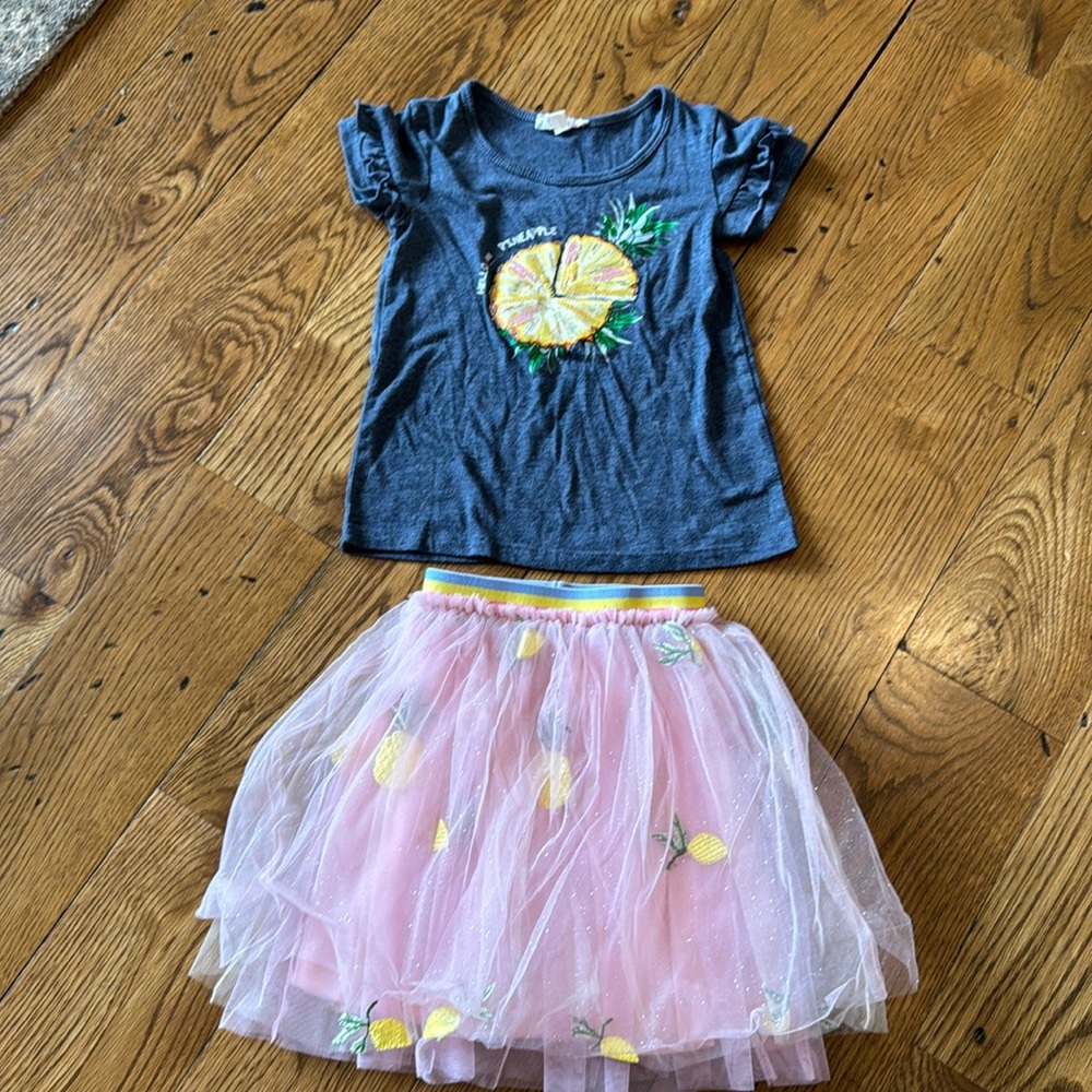 Truly me pineapple shirt and tulle skirt size 4t